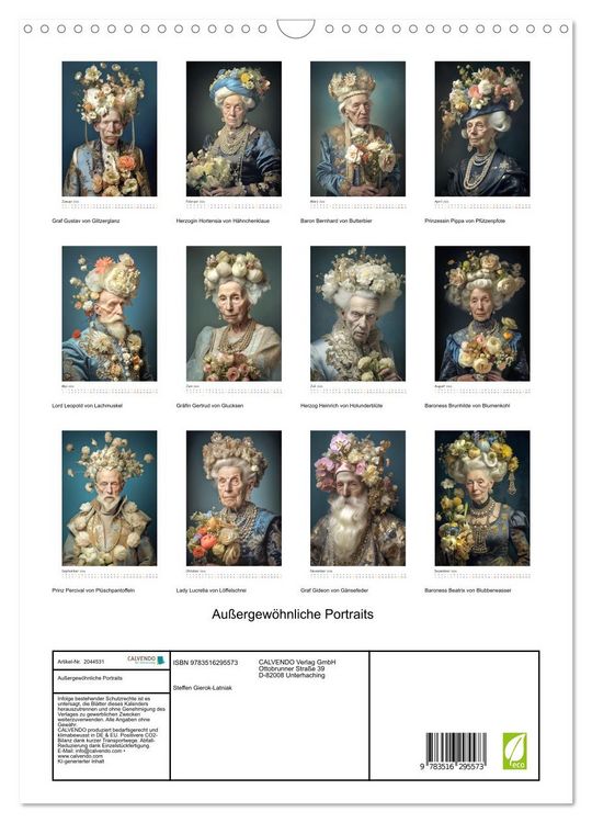 Produktbild: Au&szlig;ergew&ouml;hnliche Portraits (Wandkalender 2026 DIN A3 hoch), CALVENDO Monatskalender