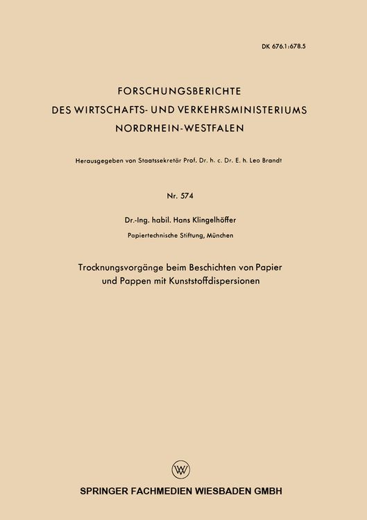 Produktbild: Trocknungsvorg&auml;nge beim Beschichten von Papier und Pappen mit Kunststoffdispersionen