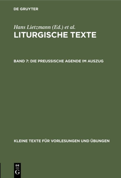 Produktbild: Die Preussische Agende im Auszug