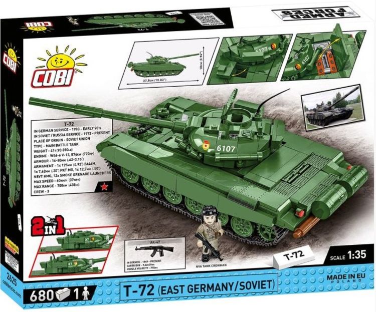 Produktbild: COBI Armed Forces 2625 - T-72 (East Germany/Soviet), Panzer, Bausatz, 1:35, 680 Bauteile