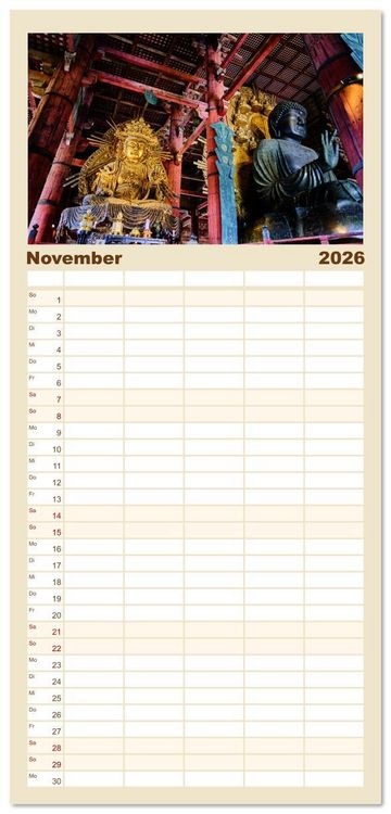 Produktbild: Familienplaner 2026 - Japan - Traditon und Moderne mit 5 Spalten (Wandkalender, 21 x 45 cm) CALVENDO