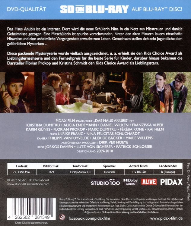 Produktbild: Das Haus Anubis, Staffel 1 / Die komplette 1. Staffel der preisgekr&ouml;nten Mysteryserie (SD on Blu-ray) (Pidax Serien-Klassiker)