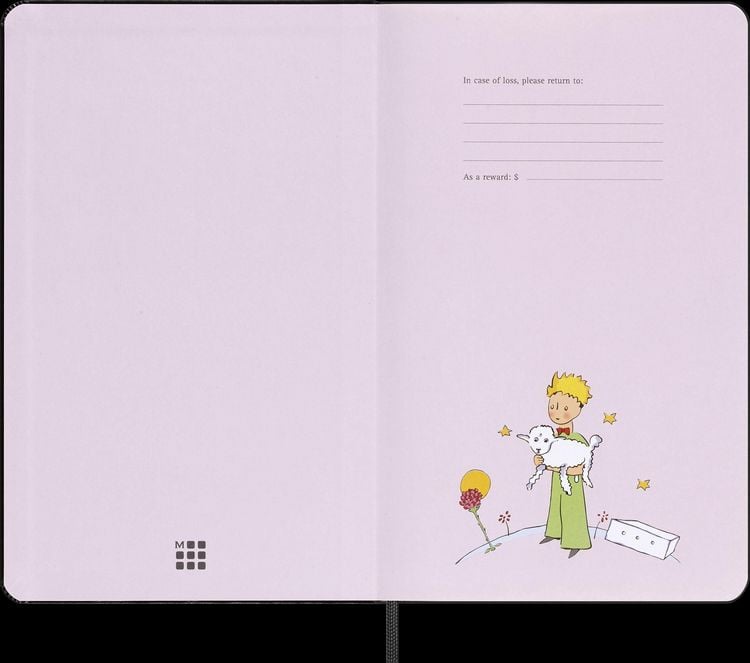 Produktbild: Moleskine der kleine Prinz Sammlerbox, liniertes Notizbuch L/A5 schwarz, undatierter 12-Monats-Notizkalender L/A5 fester Einband grau