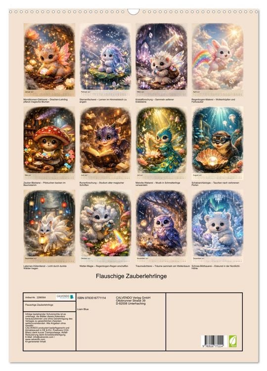 Produktbild: Flauschige Zauberlehrlinge (Wandkalender 2027 DIN A2 hoch), CALVENDO Monatskalender