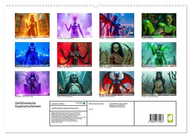 Produktbild: Verf&uuml;hrerische Superschurkinnen (hochwertiger Premium Wandkalender 2027 DIN A2 quer), Kunstdruck in Hochglanz