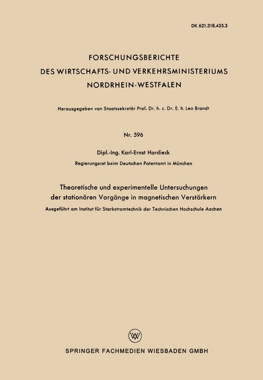 Produktbild: Theoretische und experimentelle Untersuchungen der station&auml;ren Vorg&auml;nge in magnetischen Verst&auml;rkern