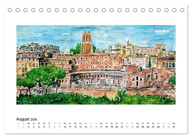 Produktbild: ROM In stillen Aquarellen (Tischkalender 2026 DIN A5 quer), CALVENDO Monatskalender