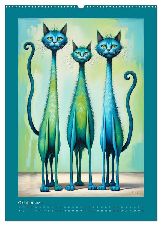 Produktbild: Buntes Katzenvolk (hochwertiger Premium Wandkalender 2026 DIN A2 hoch), Kunstdruck in Hochglanz