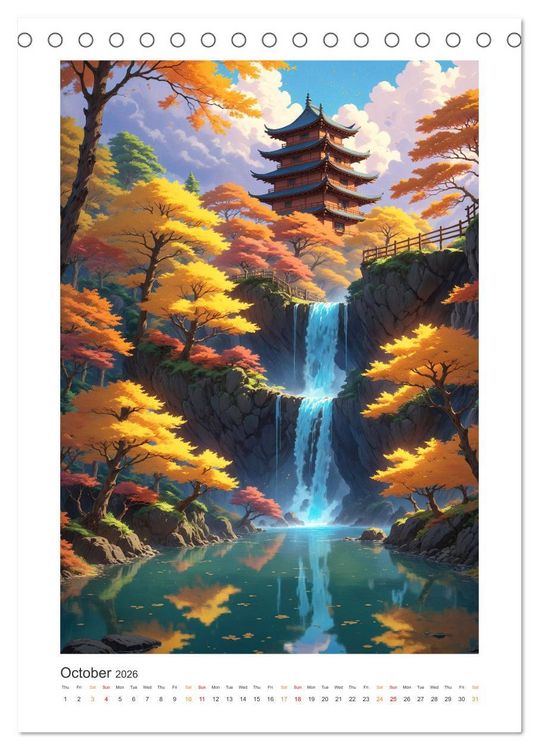 Produktbild: Fantastic Anime Worlds (Desk Calendar 2026 DIN A5 portrait), CALVENDO 12 Month DeskCalendar