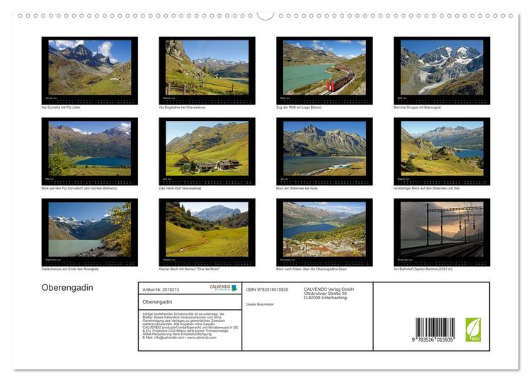 Produktbild: Oberengadin (hochwertiger Premium Wandkalender 2026 DIN A2 quer), Kunstdruck in Hochglanz