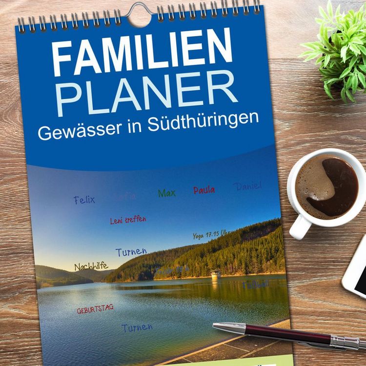 Produktbild: Familienplaner 2026 - Gew&auml;sser in S&uuml;dth&uuml;ringen mit 5 Spalten (Wandkalender, 21 x 45 cm) CALVENDO