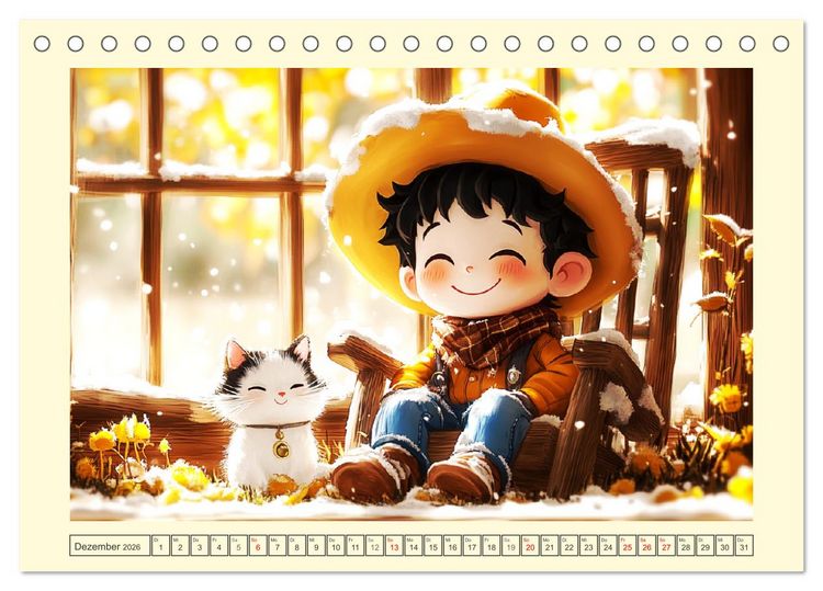 Produktbild: Kleine Farmer. Niedliche Jungs mit ihren tierischen Freunden (Tischkalender 2026 DIN A5 quer), CALVENDO Monatskalender