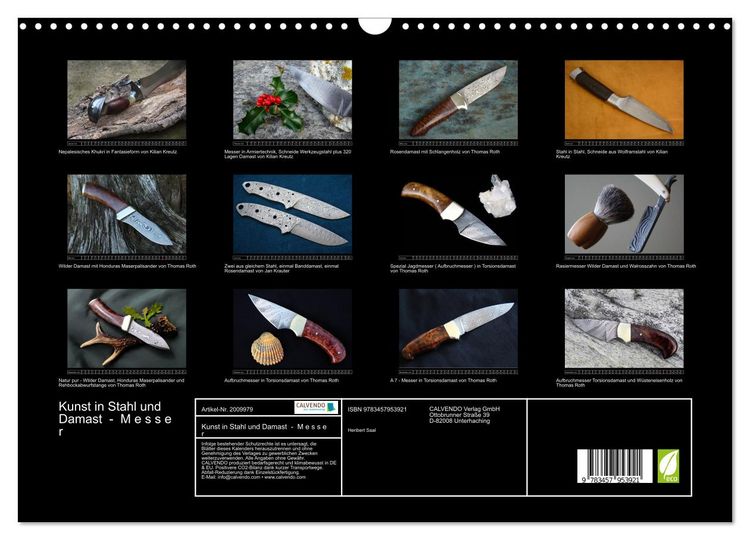Produktbild: Kunst in Stahl und Damast - M e s s e r (Wandkalender 2026 DIN A3 quer), CALVENDO Monatskalender