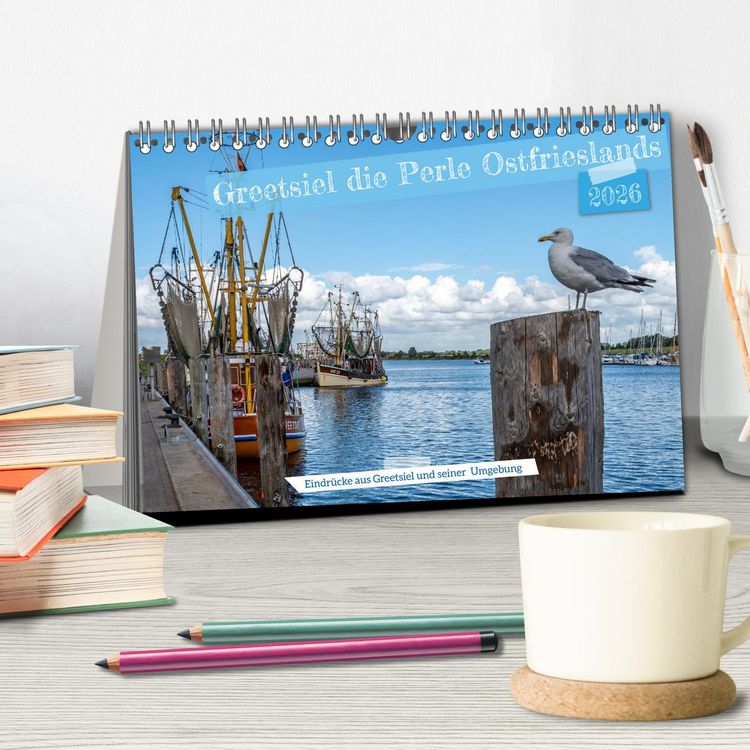 Produktbild: Greetsiel, die ostfriesische Perle und seine Umgebung (Tischkalender 2026 DIN A5 quer), CALVENDO Monatskalender