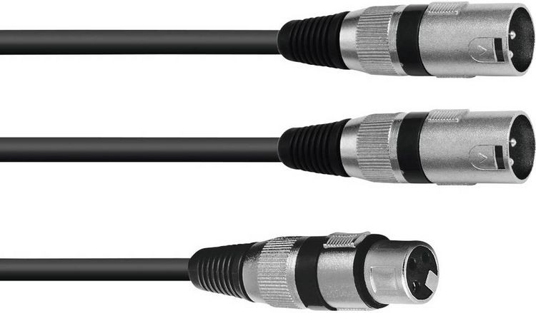 Produktbild: Omnitronic 30225203 XLR Adapterkabel [1x XLR-Buchse 3 polig - 2x XLR-Stecker 3 polig] 0.50 m Schwarz