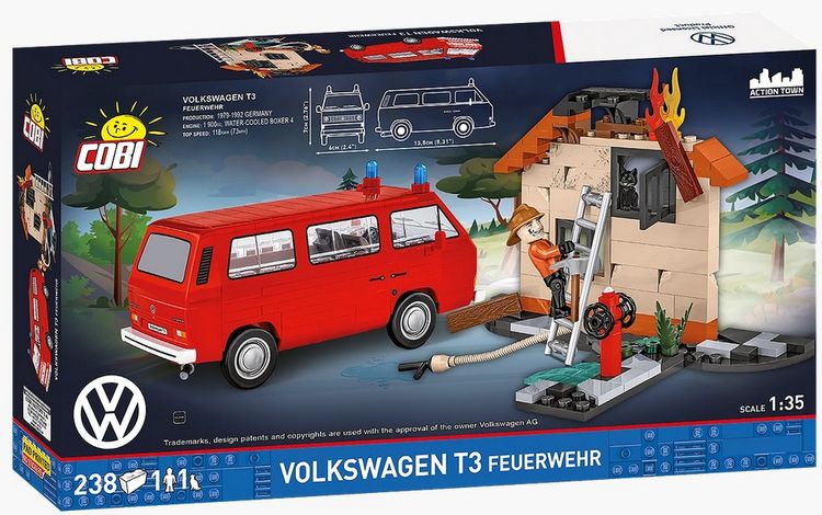 Produktbild: COBI 24635 - VW Volkswagen T3 Feuerwehr, Bausatz 1:35, 238 Klemmbausteine