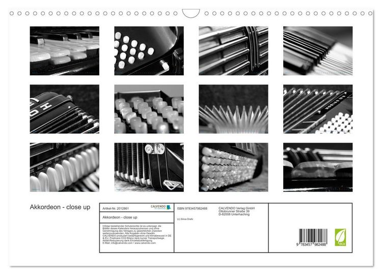 Produktbild: Akkordeon - close up (Wandkalender 2026 DIN A3 quer), CALVENDO Monatskalender