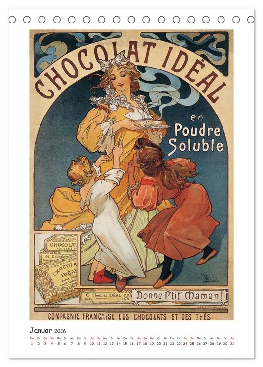 Produktbild: Alfons Mucha - Eine Hommage in zw&ouml;lf Monaten (Tischkalender 2026 DIN A5 hoch), CALVENDO Monatskalender
