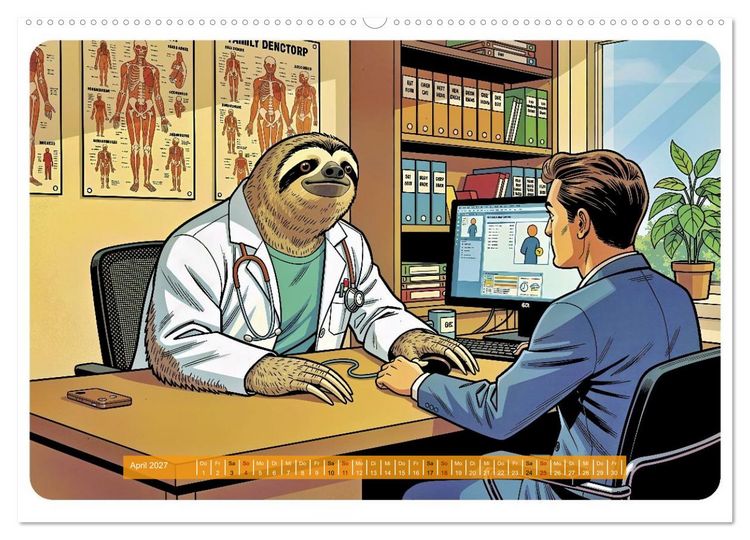 Produktbild: Lustiges Faultier im Beruf - Comic (hochwertiger Premium Wandkalender 2027 DIN A2 quer), Kunstdruck in Hochglanz