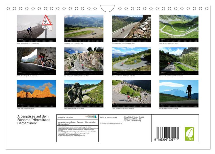 Produktbild: Alpenp&auml;sse auf dem Rennrad "Himmlische Serpentinen" (Wandkalender 2026 DIN A4 quer), CALVENDO Monatskalender