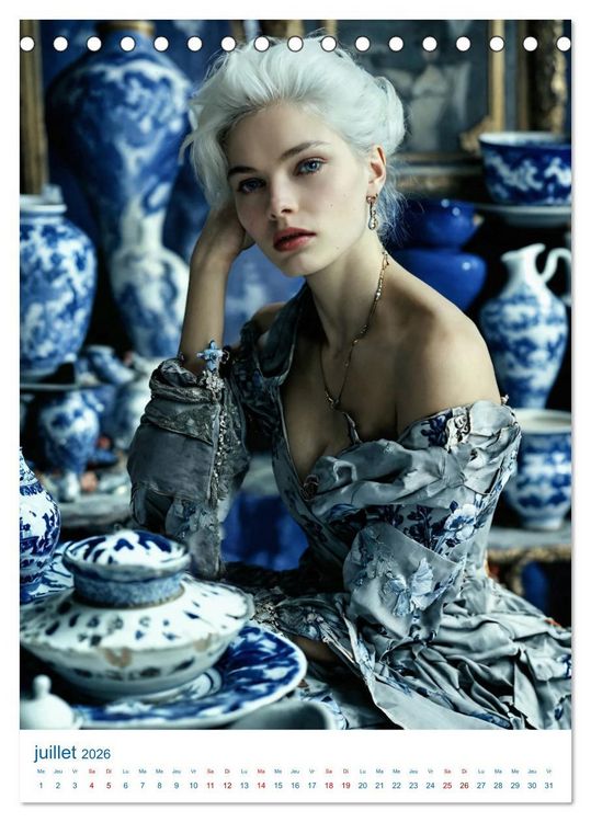 Produktbild: Muses de Porcelaine (Calendrier de bureau 2026 DIN A5 horizontal), CALVENDO calendrier mensuel