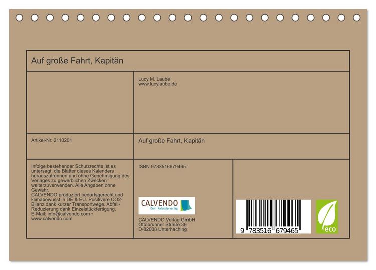 Produktbild: Auf gro&szlig;e Fahrt, Kapit&auml;n (Tischkalender 2026 DIN A5 quer), CALVENDO Monatskalender