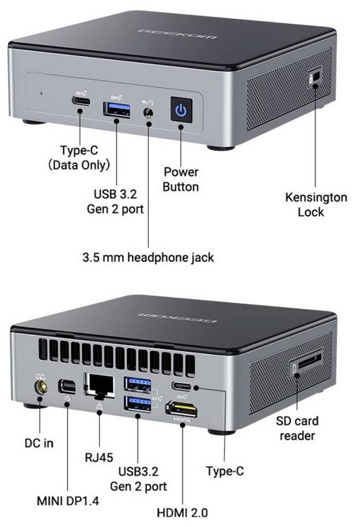 Produktbild: GEEKOM Mini PC Air12 2026 Edition Intel&reg; Pentium&reg; Gold 7505 3.5 GHz 8 GB RAM 512 GB SSD Intel UHD Graphics Win 11 Pro Mini Air12-PT7505-1