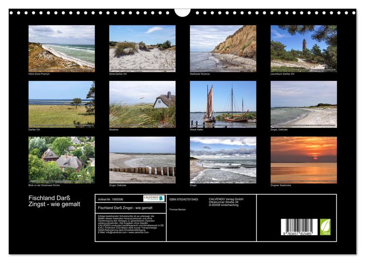 Produktbild: Fischland Dar&szlig; Zingst - wie gemalt (Wandkalender 2026 DIN A3 quer), CALVENDO Monatskalender
