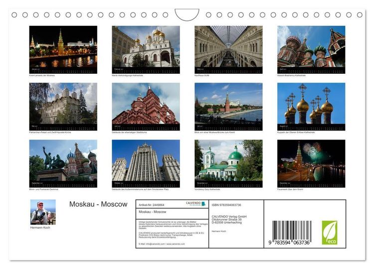 Produktbild: Moskau - Moscow (Wandkalender 2027 DIN A4 quer), CALVENDO Monatskalender
