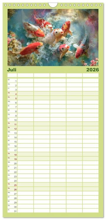 Produktbild: Familienplaner 2026 - Kois - Ein Juwel unter Fischen mit 5 Spalten (Wandkalender, 21 x 45 cm) CALVENDO