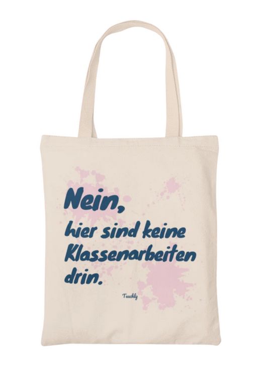 Produktbild: Teachly Baumwolltasche, Nein hier sind keine Klassenarbeiten drin - Rose