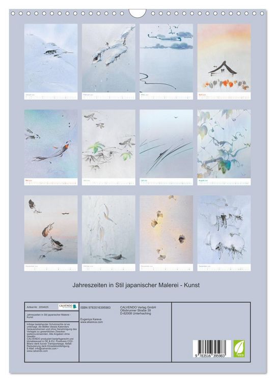 Produktbild: Jahreszeiten in Stil japanischer Malerei - Kunst (Wandkalender 2026 DIN A3 hoch), CALVENDO Monatskalender