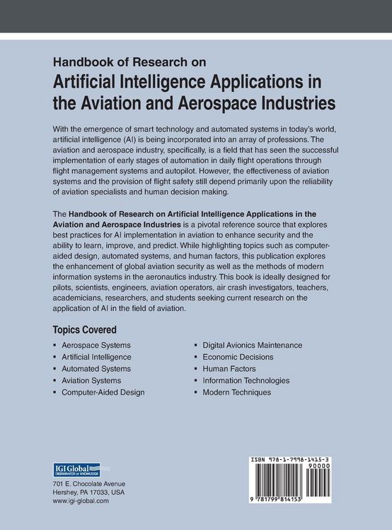 Produktbild: Handbook of Research on Artificial Intelligence Applications in the Aviation and Aerospace Industries
