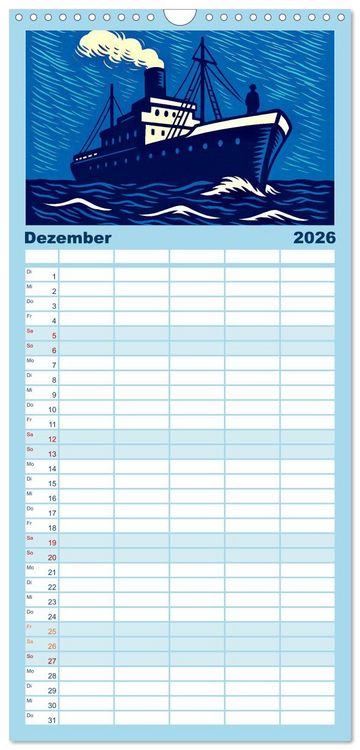 Produktbild: Familienplaner 2026 - Das Meer in der Weltliteratur mit 5 Spalten (Wandkalender, 21 x 45 cm) CALVENDO