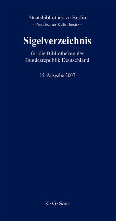 Produktbild: Sigelverzeichnis f&uuml;r die Bibliotheken der Bundesrepublik Deutschland