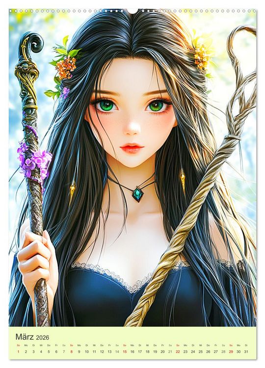 Produktbild: Keltische Mythen. Die magische Anderwelt-Fantasy im Manga-Stil (Wandkalender 2026 DIN A2 hoch), CALVENDO Monatskalender