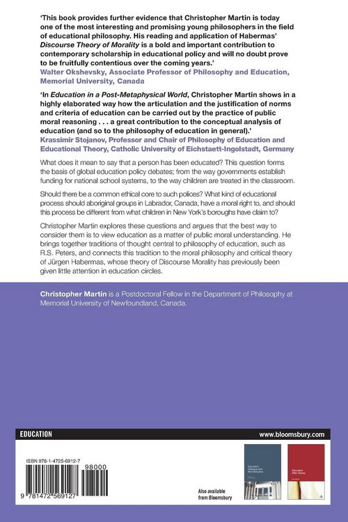 Produktbild: Education in a Post-Metaphysical World