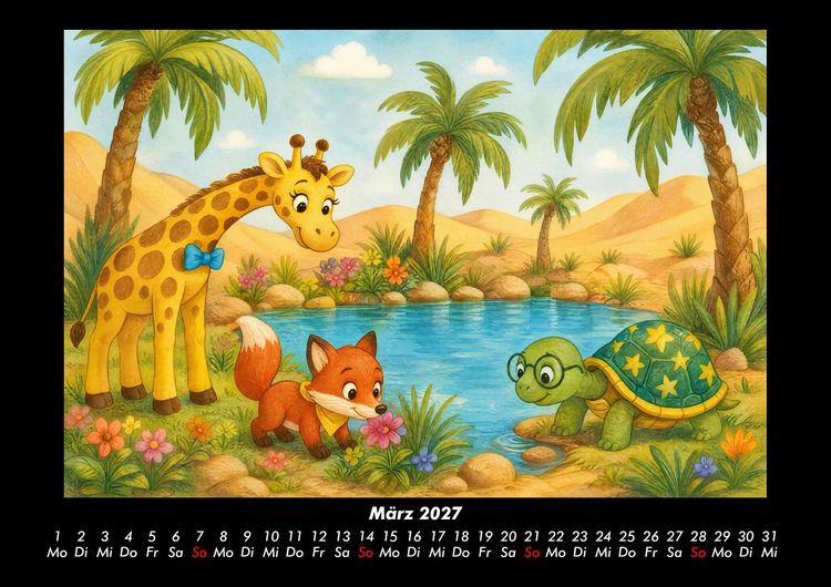 Produktbild: W&uuml;sten-Abenteuer mit Nala, Finn & Taz 2027 Fotokalender DIN A3