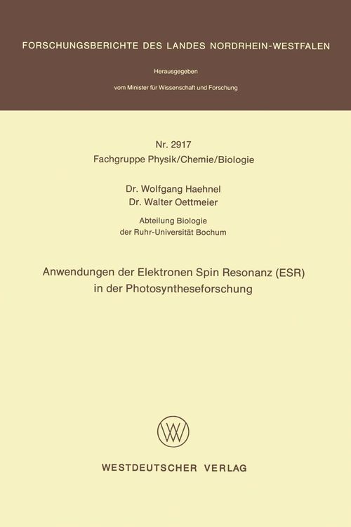 Bild vom Artikel Anwendungen der Elektronen Spin Resonanz (ESR) in der Photosyntheseforschung vom Autor Wolfgang Haehnel