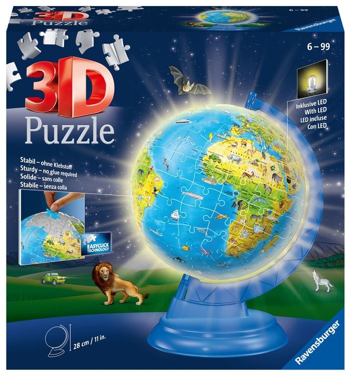 Produktbild: 3D Puzzle Ravensburger Kinderglobus mit Licht 180 Teile