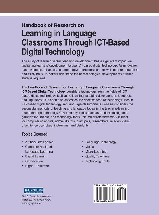 Produktbild: Handbook of Research on Learning in Language Classrooms Through ICT-Based Digital Technology