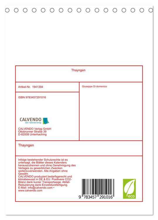 Produktbild: Thayngen (Tischkalender 2026 DIN A5 hoch), CALVENDO Monatskalender