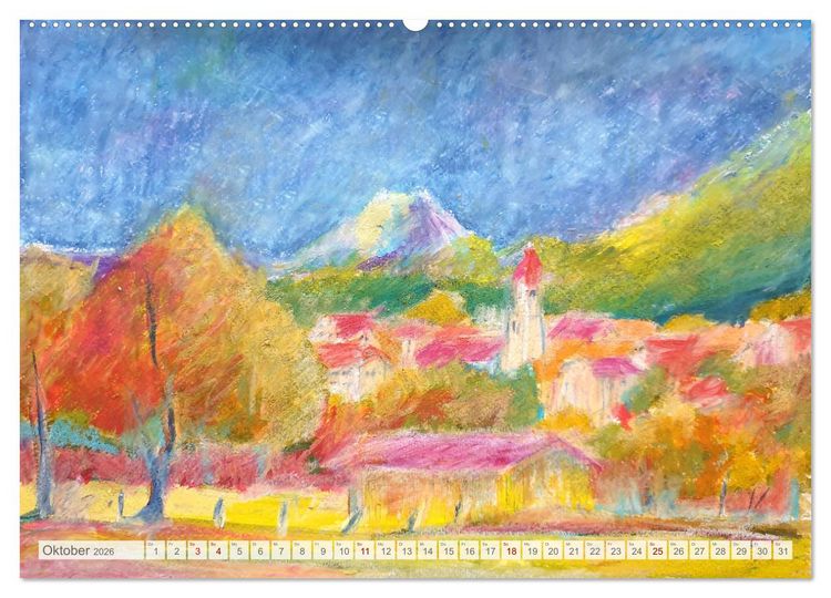 Produktbild: Oberbayern in Farbe - Gemalte Bilder vom Alpenrand (hochwertiger Premium Wandkalender 2026 DIN A2 quer), Kunstdruck in Hochglanz
