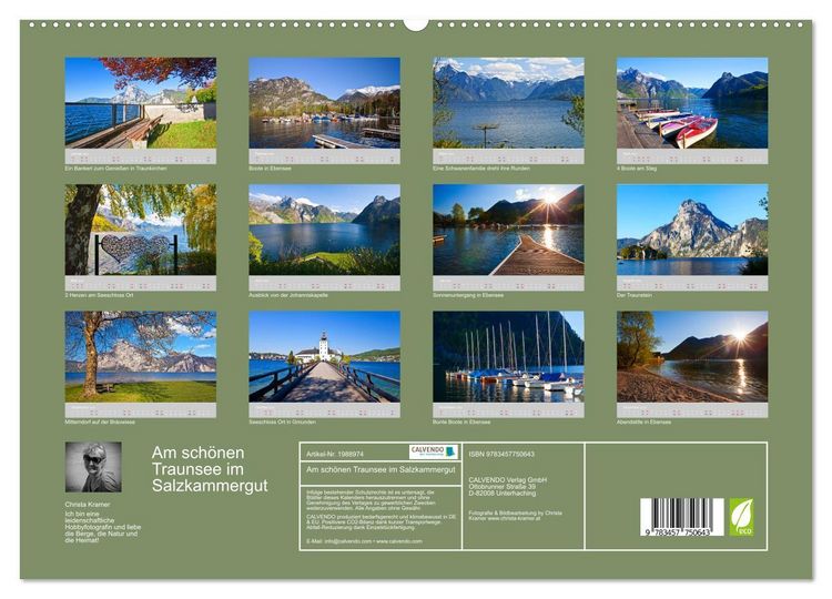 Produktbild: Am sch&ouml;nen Traunsee im Salzkammergut (hochwertiger Premium Wandkalender 2026 DIN A2 quer), Kunstdruck in Hochglanz