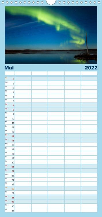 Produktbild: Familienplaner Nordlichter - Magische N&auml;chte in Skandinavien (Wandkalender 2022 , 21 cm x 45 cm, hoch)