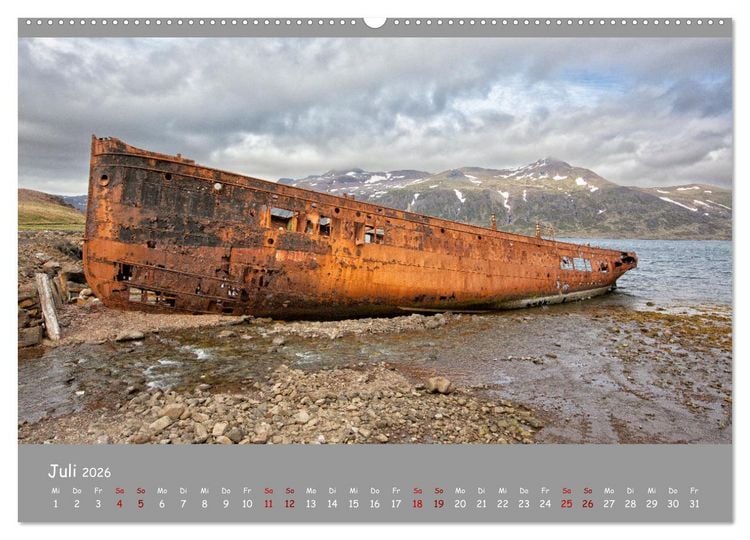 Produktbild: Wracks der Vergangenheit &ndash; Gestrandete Zeugen der Zeit (Wandkalender 2026 DIN A2 quer), CALVENDO Monatskalender