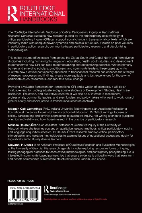 Produktbild: The Routledge International Handbook of Critical Participatory Inquiry in Transnational Research Contexts
