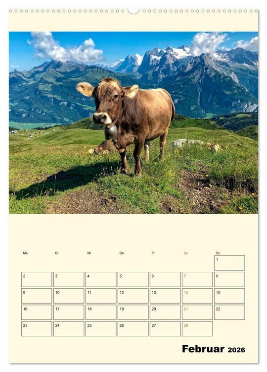 Produktbild: Gl&uuml;ckliche Bergk&uuml;he (hochwertiger Premium Wandkalender 2026 DIN A2 hoch), Kunstdruck in Hochglanz