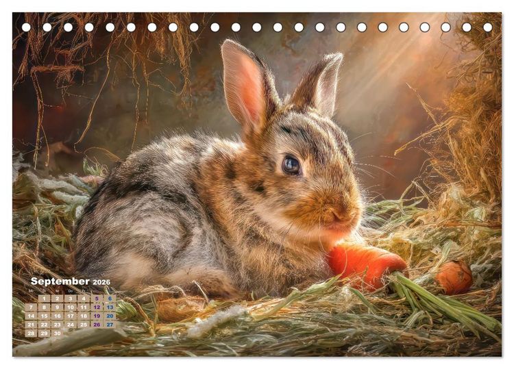 Produktbild: Kaninchenportraits &ndash; Szenen voller Charme (Tischkalender 2026 DIN A5 quer), CALVENDO Monatskalender