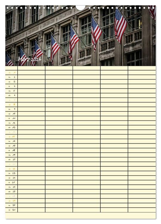 Produktbild: New York Familienplaner (Wandkalender 2026 DIN A3 hoch), CALVENDO Monatskalender